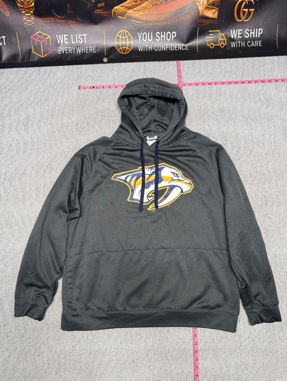 NHL Nashville Predators Gray Polyester Hoodie Sweatshirt XL
